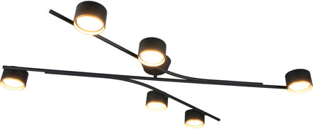 LED Plafondlamp - Trio Select Coda - 6 Lichtpunten - GX53-fitting - Draaibaar - IP20 - Zwart/Goud - Metaal