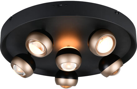 LED Plafondlamp - Trio Select Orbit - 1 Lichtpunt van 40 Watt - Dimbaar - Aanpasbare Lichtkleur - Draaibaar - IP20 - Mat Zwart - Metaal Zeer Warm Wit;Warm wit;Natuurlijk wit