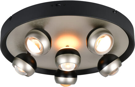 LED Plafondlamp - Trio Select Orbit - 1 Lichtpunt van 40 Watt - Dimbaar - Aanpasbare Lichtkleur Draaibaar - Mat Nikkel - Metaal Zeer Warm Wit;Warm wit;Natuurlijk wit