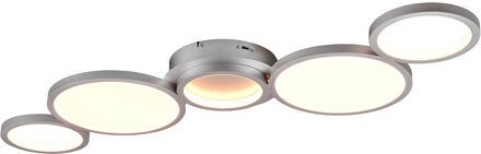 LED Plafondlamp - Trion Drino - 46W - Aanpasbare Kleur - Dimbaar - Rond - Mat Titaan - Aluminium Zilverkleurig