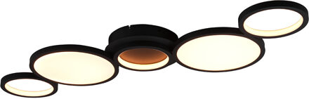 LED Plafondlamp - Trion Drino - 46W - Aanpasbare Kleur - Dimbaar - Rond - Mat Zwart - Aluminium