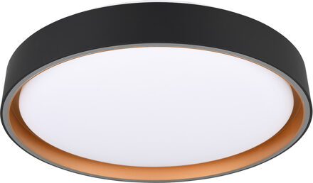 LED Plafondlamp - Trion Felix - 24W - Aanpasbare Kleur - Dimbaar - Afstandsbediening - Rond - Zwart Goud - Kunststof