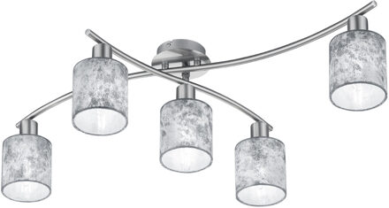 LED Plafondlamp - Trion Gorino - E14 Fitting - 5-lichts - Rond - Mat Zilver - Aluminium Zilverkleurig