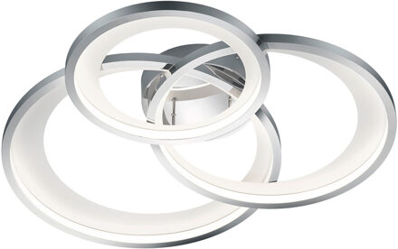 LED Plafondlamp - Trion Granity XL - 36W - Warm Wit 3000K - Dimbaar - Ovaal - Mat Chroom - Aluminium Zilverkleurig