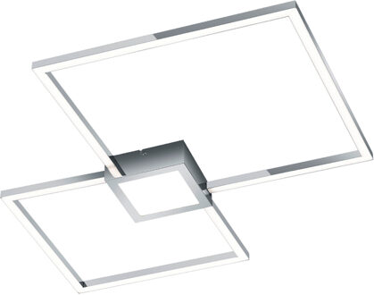 LED Plafondlamp - Trion Hydro - 28W - Natuurlijk Wit 4000K - Dimbaar - Vierkant - Mat Chroom - Aluminium Zilverkleurig