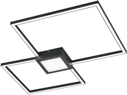 LED Plafondlamp - Trion Hydro - 28W - Warm Wit 3000K - Dimbaar - Vierkant - Mat Antraciet - Aluminium Grijs