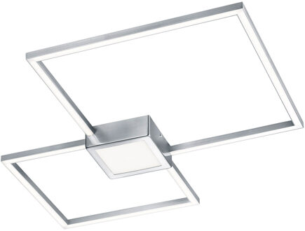 LED Plafondlamp - Trion Hydro - 28W - Warm Wit 3000K - Dimbaar - Vierkant - Mat Nikkel - Aluminium Zilverkleurig