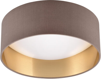 LED Plafondlamp - Trion Lukaku - Warm Wit - 3000K - 12W - Rond - Taupe - Textiel