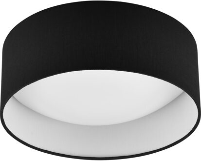 LED Plafondlamp - Trion Lukaku - Warm Wit - 3000K - 12W - Rond - Zwart - Textiel