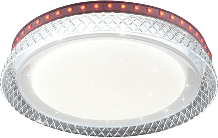 LED Plafondlamp - Trion Otrivo - 15W - Aanpasbare Kleur - RGB - Afstandsbediening - Dimbaar - Sterlicht - Rond - Mat Wit