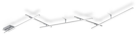 LED Plafondlamp - Trion Undiro - 9W - Warm Wit 3000K - 5-lichts - Dimbaar - Rechthoek - Mat Nikkel - Aluminium Zilverkleurig