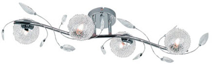 LED Plafondlamp - Trion Ware - G9 Fitting - 4-lichts - Rechthoek - Glans Chroom - Aluminium Zilverkleurig