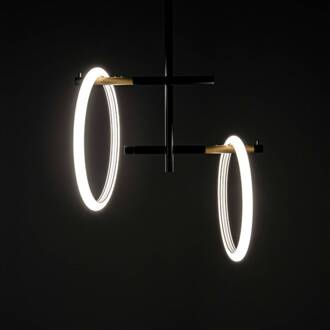 LED plafondlamp Ulaop, twee ringen, zwart zwart, goud, wit