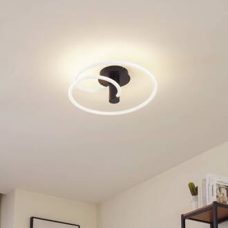 LED plafondlamp Valenora, wit/zwart, PC, Ø 49cm wit, zwart