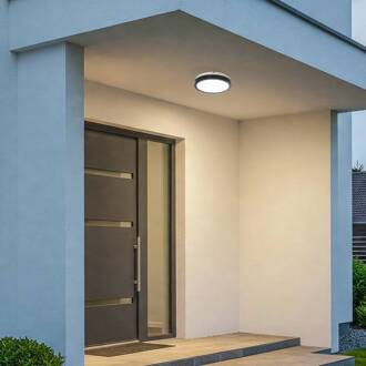 LED plafondlamp Vera, zwart, kunststof, Ø 22 cm, IP65 zwart, wit