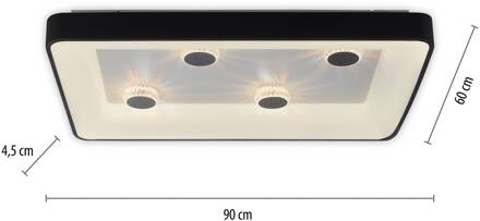 LED plafondlamp Vertigo, CCT, 90x60 cm, zwart zwart, wit