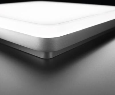 LED plafondlamp WL260 hoekig aluminium 24W 26x26cm zilvergrijs, gesatineerd wit