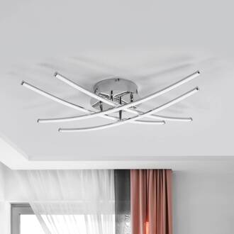 LED plafondlamp Yael, chroomkleurig, metaal, 67 cm lang chroom, wit