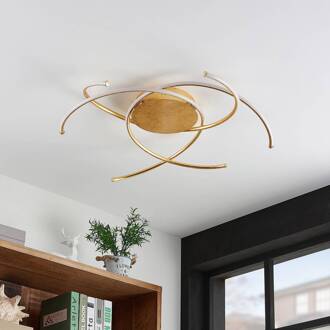 LED plafondlamp Yareli, goud, metaal, Ø 70cm