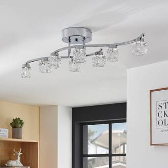 LED plafondlamp Yaro, 8-lamps, chroom, dimbaar helder, chroom