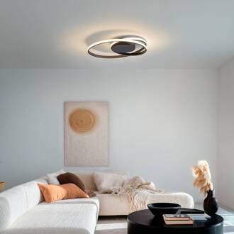 LED plafondlamp Youna, zwart, aluminium, 39 cm, dimbaar