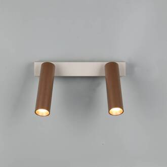 LED plafondspot Ambala, lengte 26 cm, grijs/bruin, 2-lamps. grijs, bruin
