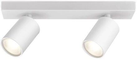 LED Plafondspot - Brinton Betin - GU10 Fitting - 2-lichts - Rond - Mat Wit - Kantelbaar - Aluminium