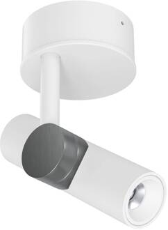 LED plafondspot Goose, wit/nikkelkleurig, aluminium, 2.700 K wit, nikkel