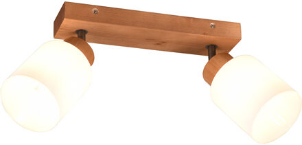 LED Plafondspot - Plafondverlichting - Trion Asmara - E14 Fitting - 2-lichts - Rechthoek - Mat Bruin - Hout