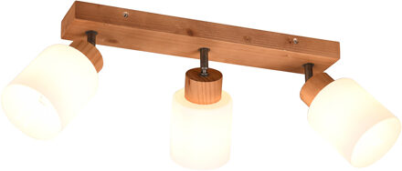 LED Plafondspot - Plafondverlichting - Trion Asmara - E14 Fitting - 3-lichts - Rechthoek - Mat Bruin - Hout