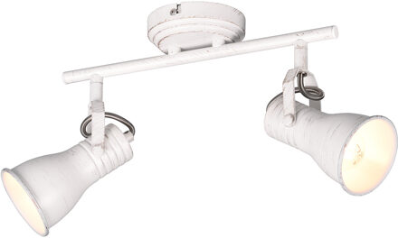 LED Plafondspot - Plafondverlichting - Trion Sanita - E14 Fitting - 2-lichts - Rechthoek - Antiek Wit - Aluminium