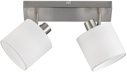 LED Plafondspot - Plafondverlichting - Trion Torry - E14 Fitting - 2-lichts - Rechthoek - Mat Nikkel - Aluminium Zilverkleurig