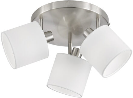 LED Plafondspot - Plafondverlichting - Trion Torry - E14 Fitting - 3-lichts - Rond - Mat Nikkel - Aluminium Zilverkleurig