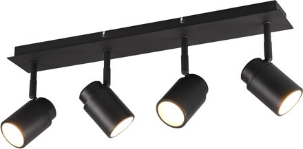 LED Plafondspot - Trion Artion - GU10 Fitting - Spatwaterdicht IP44 - Rechthoek - Mat Zwart - Aluminium