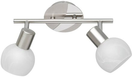 LED Plafondspot - Trion Besina - E14 Fitting - 2-lichts - Rond - Mat Nikkel - Aluminium Zilverkleurig