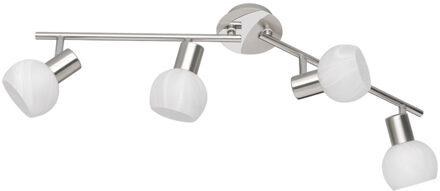 LED Plafondspot - Trion Besina - E14 Fitting - 4-lichts - Rond - Mat Nikkel - Aluminium Zilverkleurig