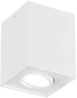 LED Plafondspot - Trion Bisqy - GU10 Fitting - 1-lichts - Vierkant - Mat Wit - Aluminium