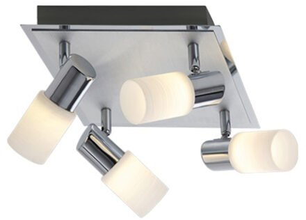 LED Plafondspot - Trion Clupo - 16W - Warm Wit 3000K - 4-lichts - Vierkant - Mat Chroom - Aluminium - OSRAM LEDs Zilverkleurig