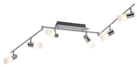 LED Plafondspot - Trion Clupo - 24W - Warm Wit 3000K - 6-lichts - Rechthoek - Mat Chroom - Aluminium - OSRAM LEDs Zilverkleurig