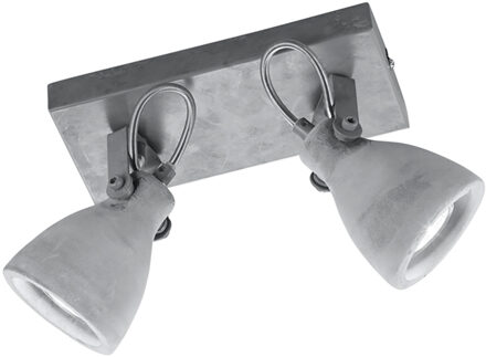 LED Plafondspot - Trion Conry - GU10 Fitting - 2-lichts - Rechthoek - Mat Grijs Beton Look - Aluminium