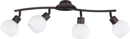 Led Plafondspot - Trion Frudo - 16w - E14 Fitting - Warm Wit 3000k - 4-lichts - Rechthoek - Roestkleur - Aluminium Bruin