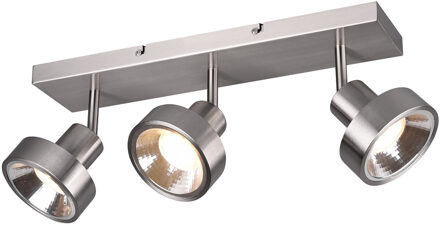 LED Plafondspot - Trion Leonida - GU10 Fitting - 3-lichts - Rechthoek - Mat Nikkel - Aluminium Zilverkleurig