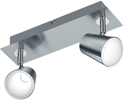 LED Plafondspot - Trion Narca - 12W - Warm Wit 3000K - 2-lichts - Rechthoek - Mat Nikkel - Aluminium Zilverkleurig