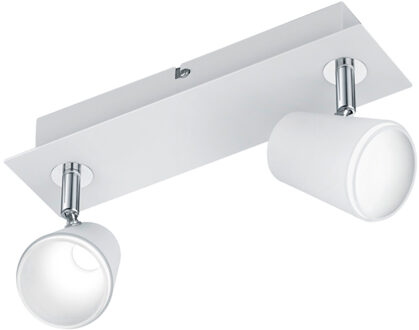 LED Plafondspot - Trion Narca - 12W - Warm Wit 3000K - 2-lichts - Rechthoek - Mat Wit - Aluminium