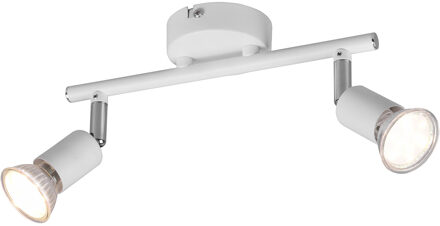 LED Plafondspot - Trion Pamo - GU10 Fitting - 2-lichts - Rond - Mat Wit - Aluminium