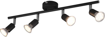 LED Plafondspot - Trion Pamo - GU10 Fitting - 4-lichts - Rond - Mat Zwart - Aluminium