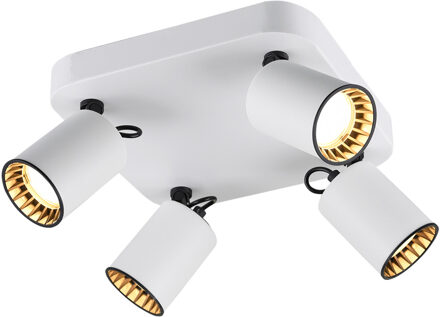 LED Plafondspot - Trion Pirlo - GU10 Fitting - 4-lichts - Vierkant - Mat Wit - Aluminium