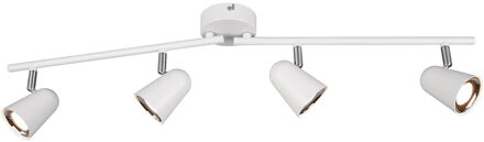 LED Plafondspot - Trion Toluno - 12W - Warm Wit 3000K - 4-lichts - Rechthoek - Mat Wit - Kunststof
