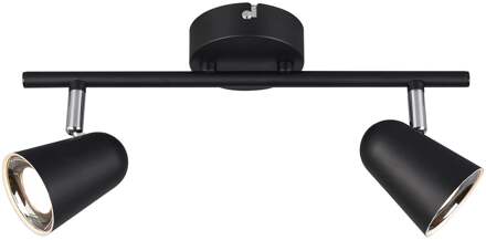 LED Plafondspot - Trion Toluno - 6W - Warm Wit 3000K - 2-lichts - Rechthoek - Mat Zwart - Kunststof