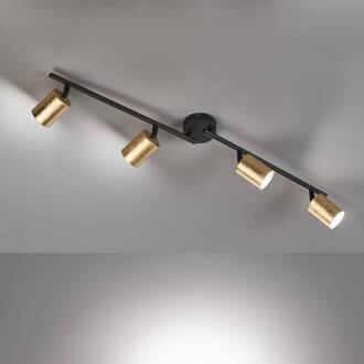 LED plafondspot Vano bladgoud, 4-lamps bladgoud, mat zwart